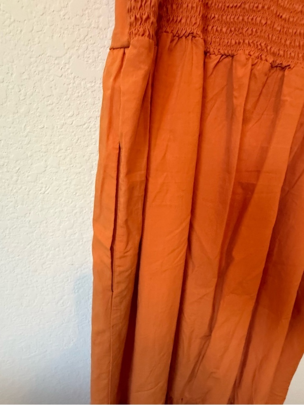Young Fabulous & Broke YFB Maxi Dress L Orange Tiered Smocked Back Boho Summer - Picture 6 of 9